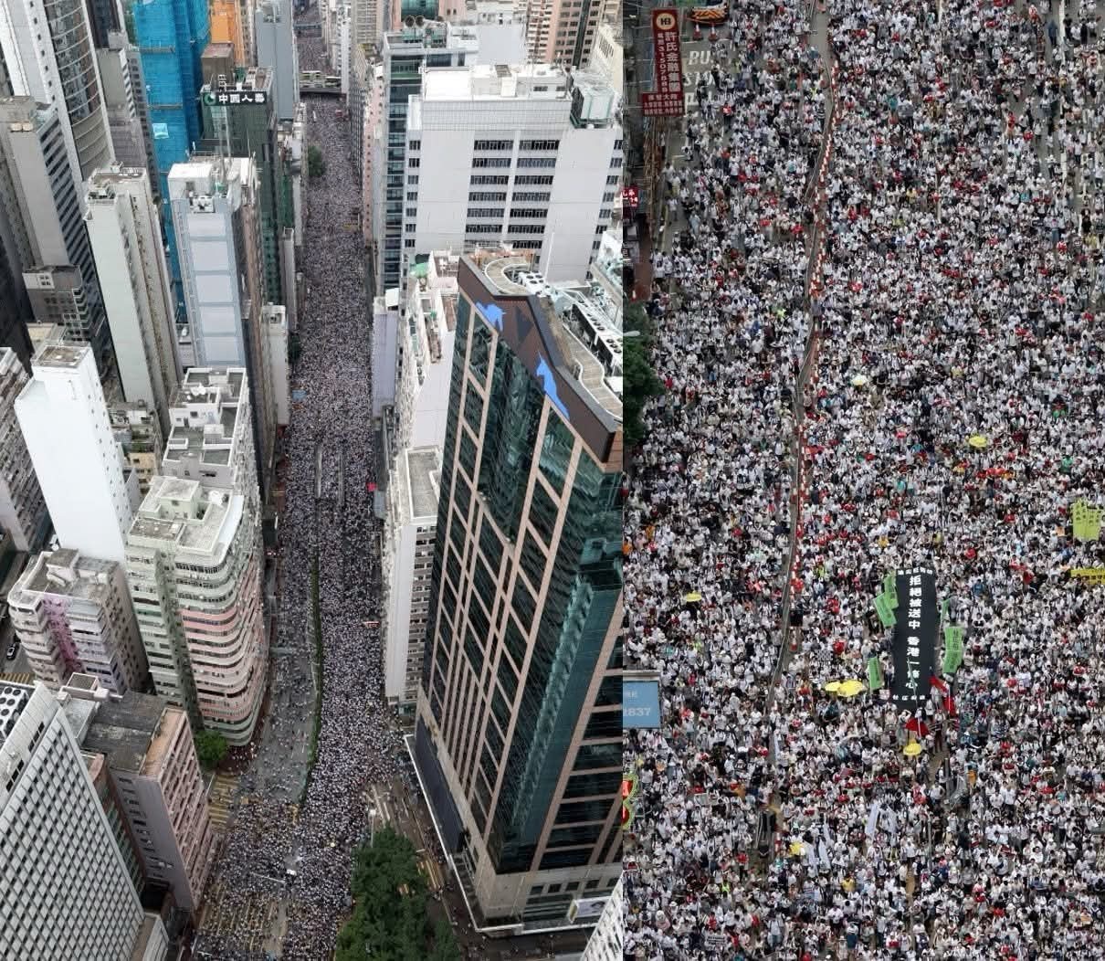 香港市民上街抗争的历史场景